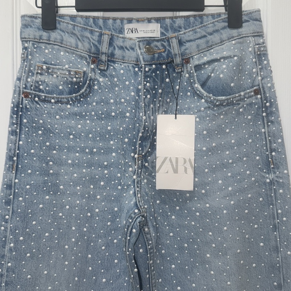 Zara Blue Straight Leg Jeans Timeless Style - Picture 2 of 5